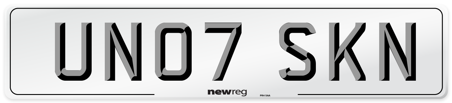 UN07 SKN Number Plate from New Reg